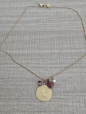 Danielle Stevens Capricorn Constellation Medal Charm Necklace Pearl Crystals
